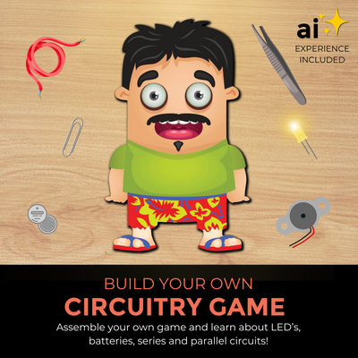 Kids assembling a circuitry game from a STEM kit, exploring electrical engineering concepts.