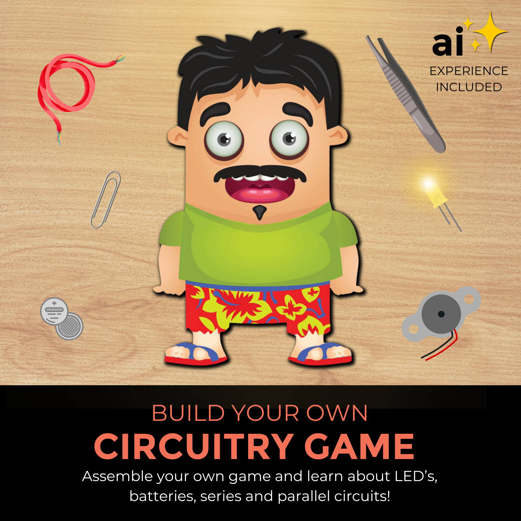 Kids assembling a circuitry game from a STEM project, exploring electrical engineering concepts.