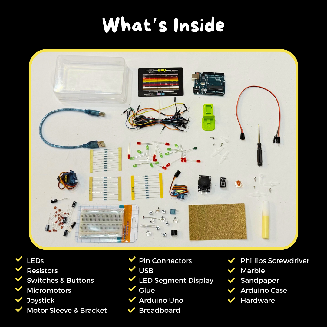 Build, Program, and Code Electronics STEM kit Components